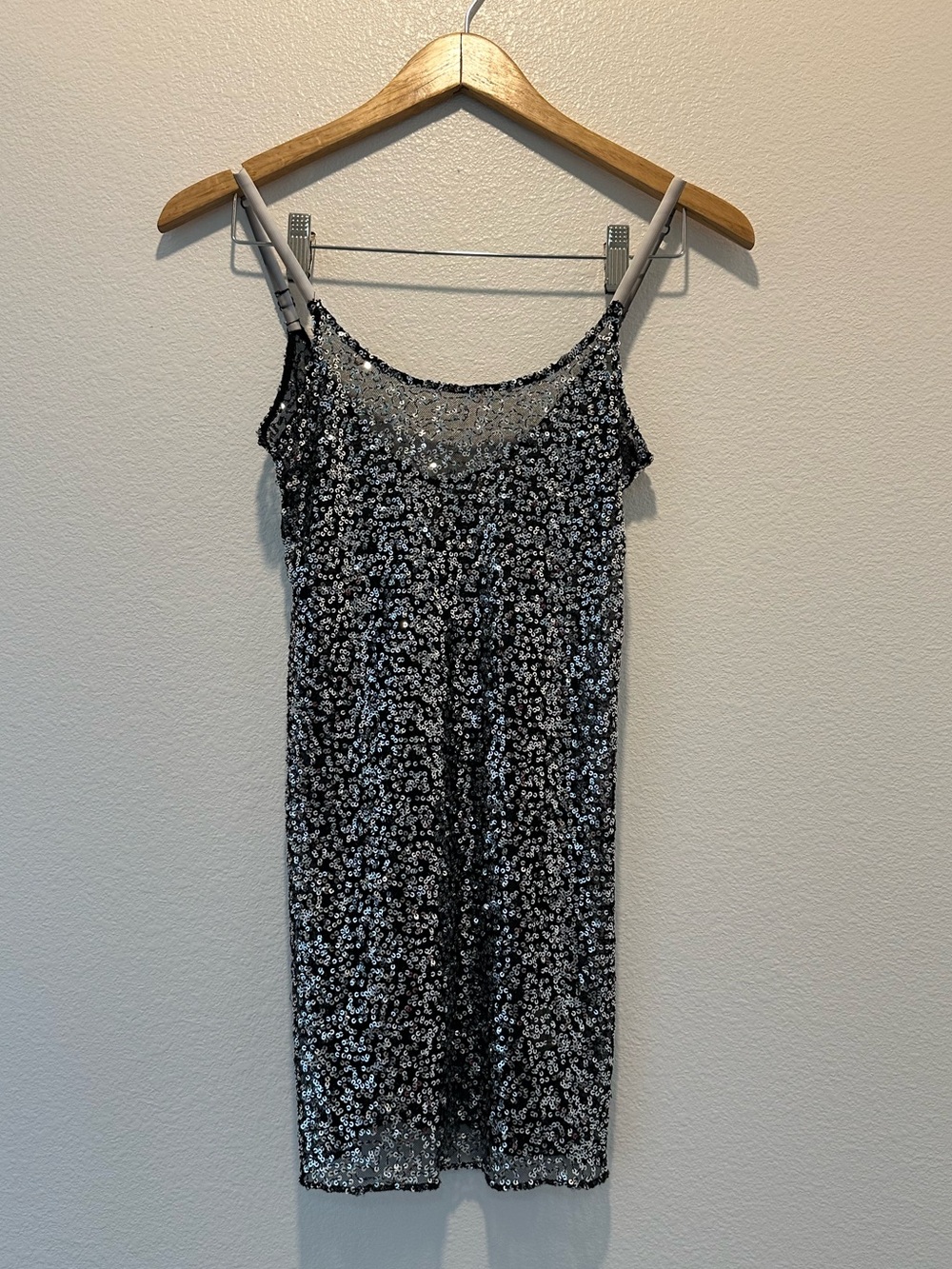Free People - Black Sequin Slip Dress with Silver Sparkles - Women's Size XS